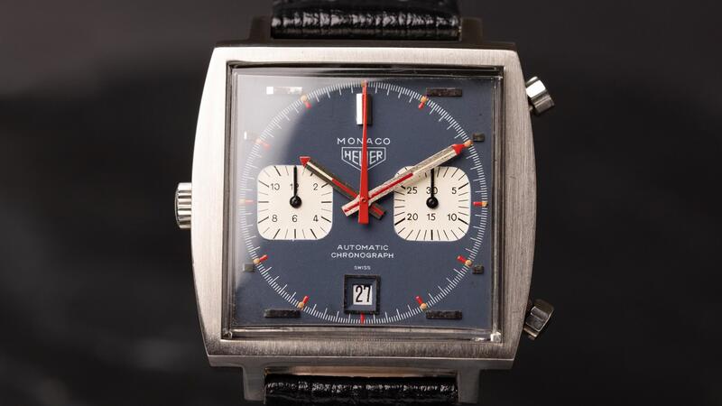 Closeup of Heuer Monaco from Le Mans