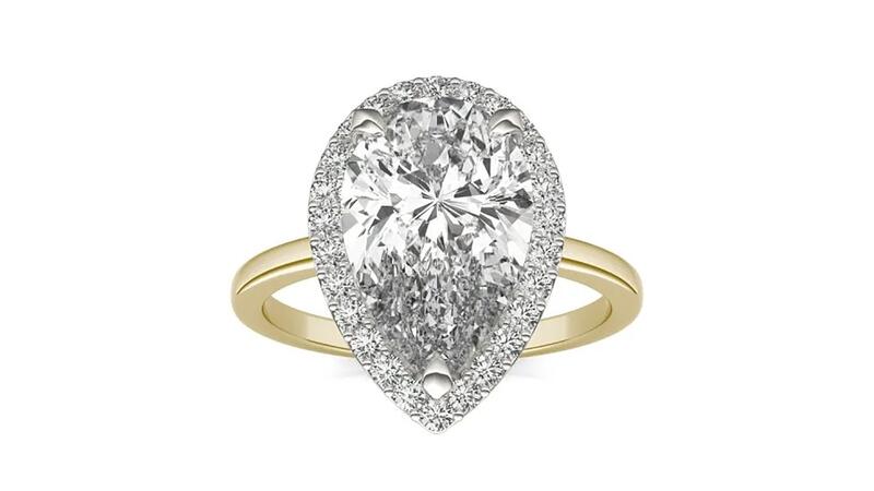 Charles & Colvard Caydia pear lab-grown diamond ring