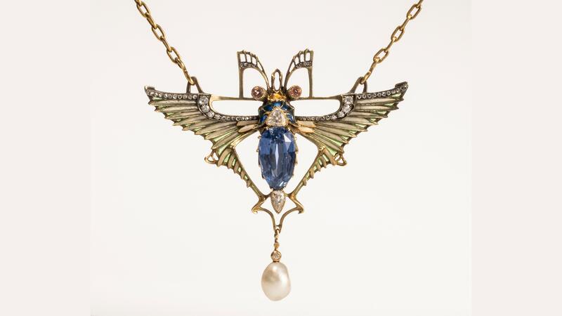 Lucien Gautrait winged scarab brooch 1900