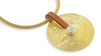 Jade Ruzzo jewelry Percussion collection Cymbal pendant 