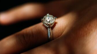 Stock image of a diamond engagement ring