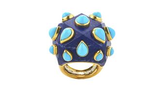 David Webb turquoise and lapis ring  