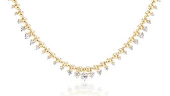 Vice Versa gold and diamond ball chain tennis necklace  