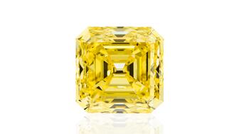 45.07-carat step cut fancy vivid yellow diamond