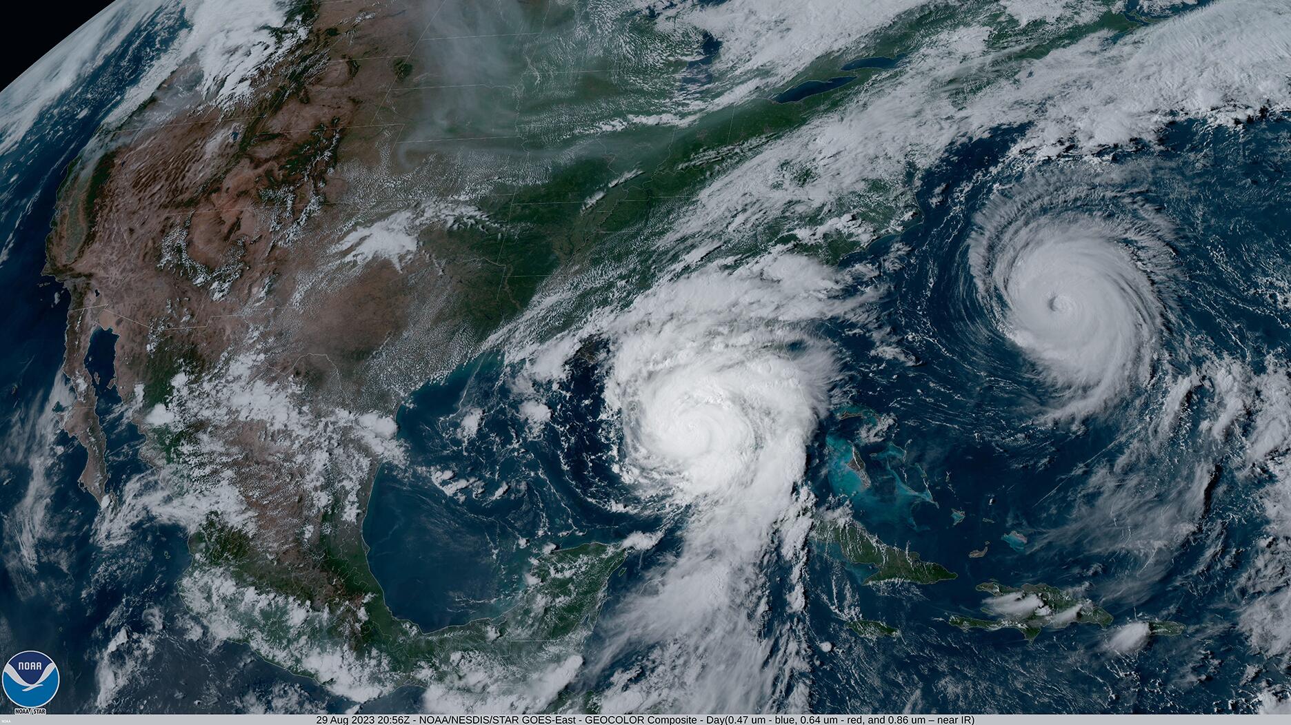 National Oceanic and Atmospheric Administration hurricane satellite image