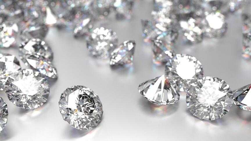 Stock image of loose polished diamonds 