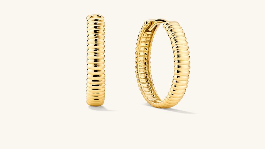 Mejuri salmon gold hoop earrings