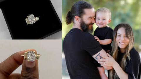 Kaley Cuoco, Tom Pelphrey, Matilda Pelphrey, and the engagement ring