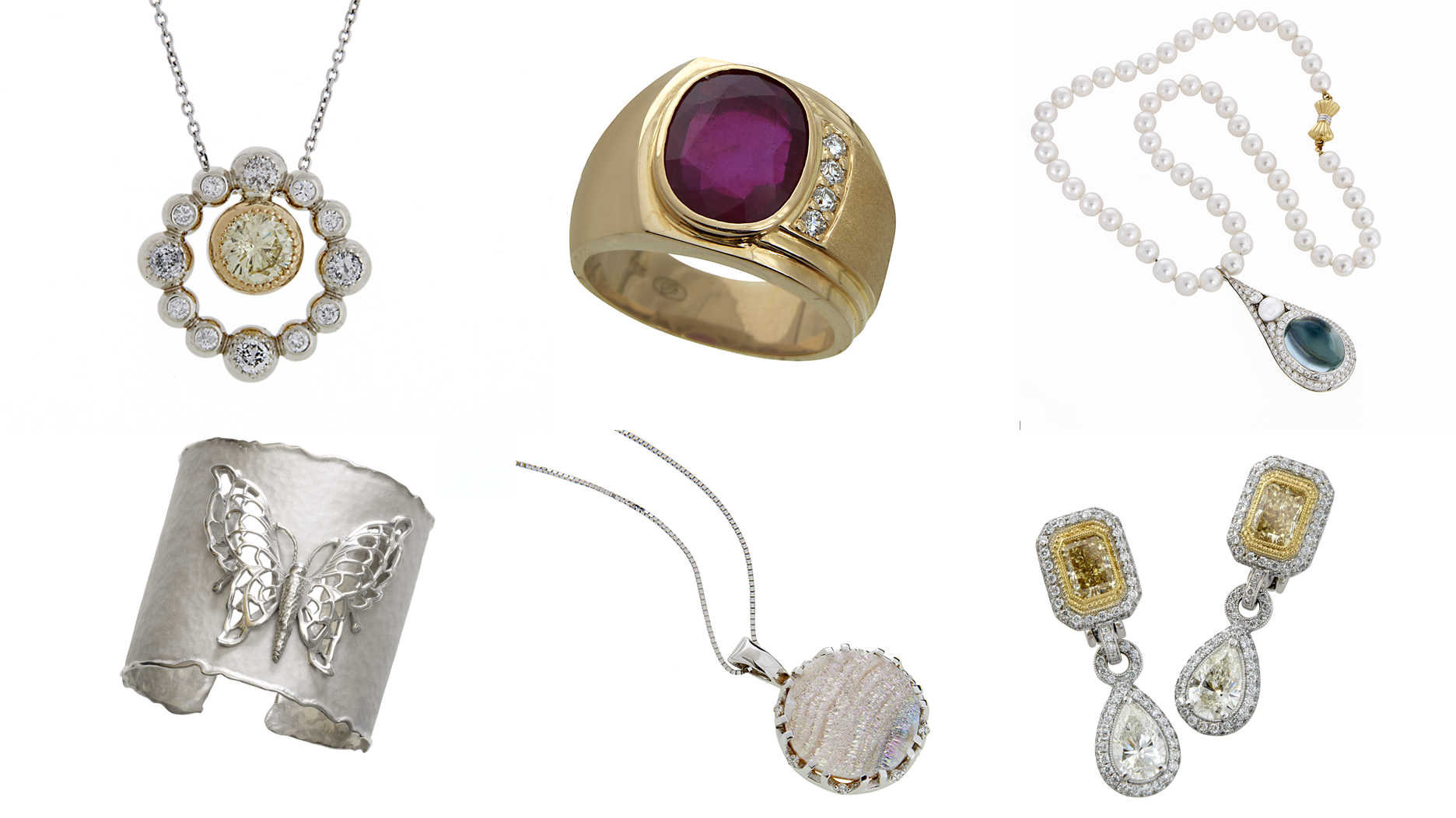 2013 Winners: (top row) Union Diamond, Sunshine Jewelry Inc, AVA Goldworks, (bottom row) Jewelry by Michael Taherm, Sartor Hamann, Jahan Diamond Imports